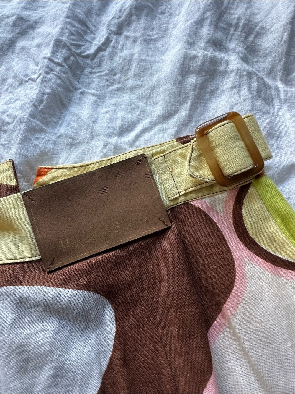 House of Sunny Pink, Brown & Yellow Abstract Wave Shorts - Picture 3 of 4